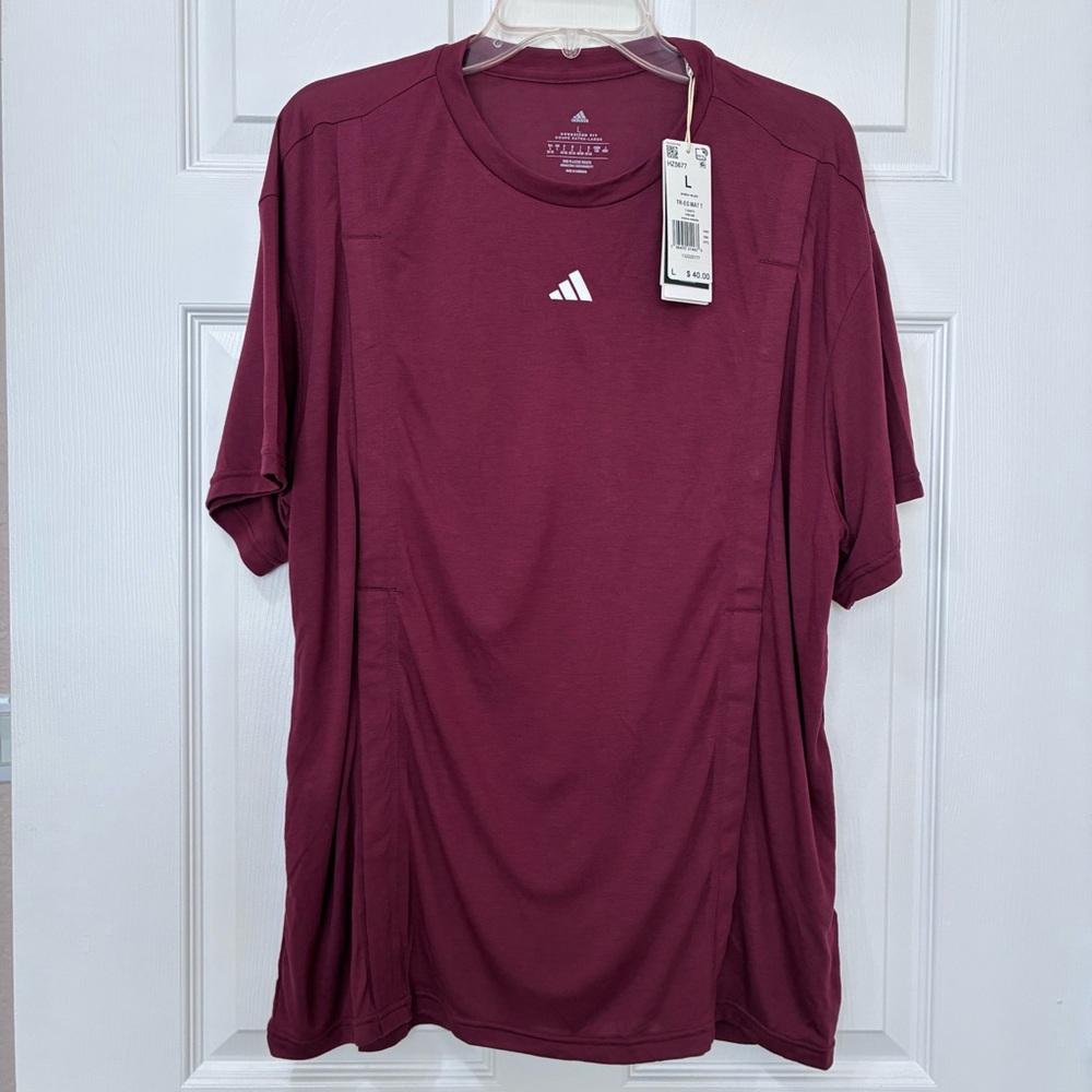 Adidas Adipure Nursing Activewear Top Womens Large Burgundy Red Snaps Loose Fit